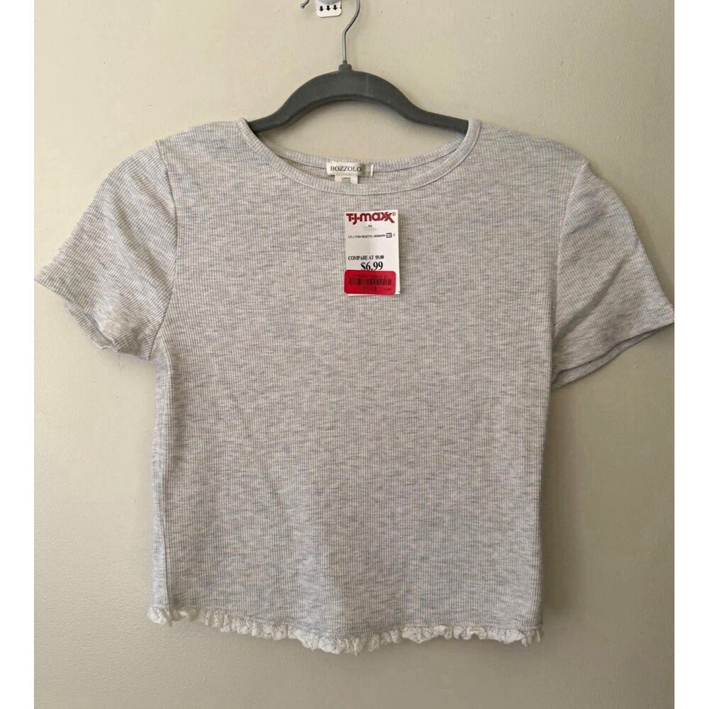 Bozzolo Girls Gray Solid Basic Crew Neck Short Sleeve Pullover T-Shirt Size L